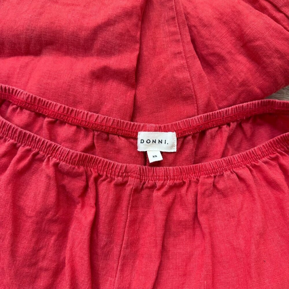 DONNI The Linen Simple Pants Wide Leg Pull on Trousers in Tomato Red - Picture 5 of 9